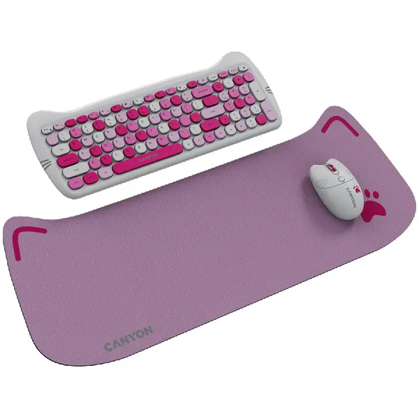 CANYON HSET-W6 ENAD Keyboard+Mouse Kitty Edition AAA+?? Wireless Pink ( CNS-HSETW6PK-AD ) 