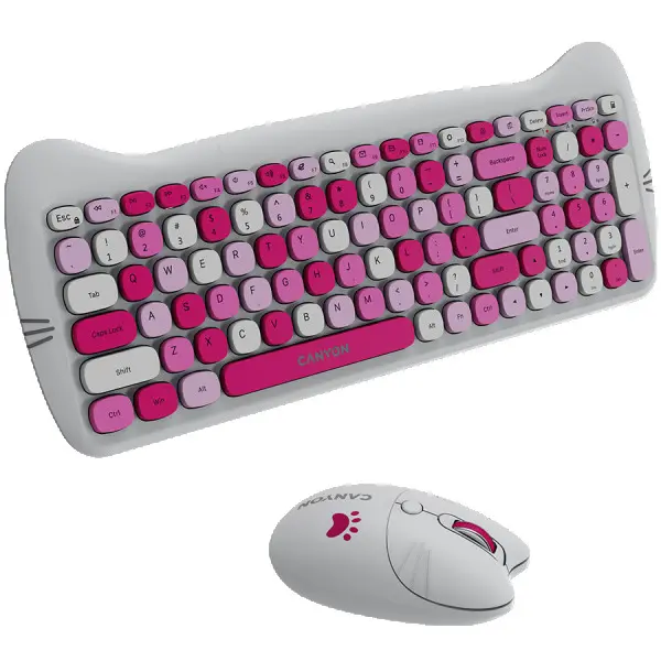 CANYON HSET-W6 ENAD Keyboard+Mouse Kitty Edition AAA+?? Wireless Pink ( CNS-HSETW6PK-AD ) 