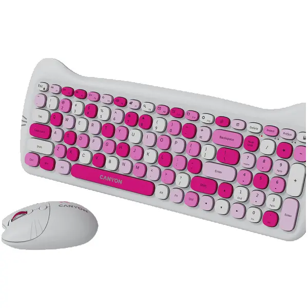 CANYON HSET-W6 ENAD Keyboard+Mouse Kitty Edition AAA+?? Wireless Pink ( CNS-HSETW6PK-AD ) 