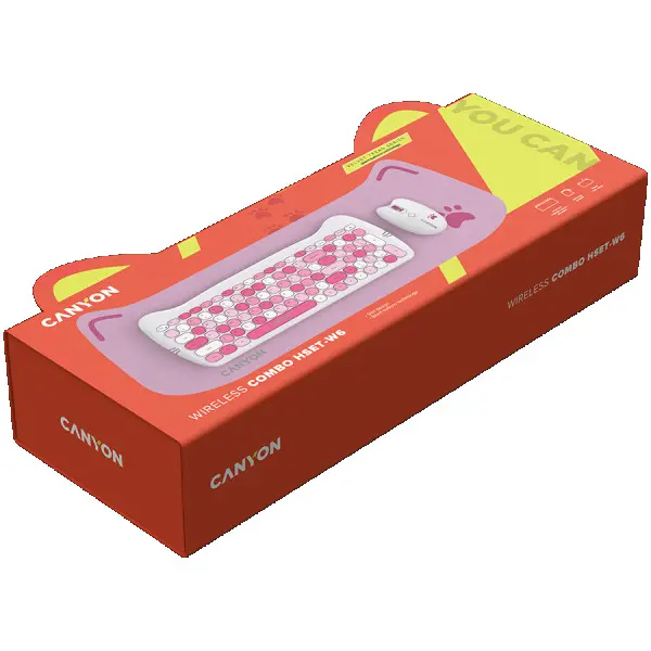 CANYON HSET-W6 ENAD Keyboard+Mouse Kitty Edition AAA+?? Wireless Pink ( CNS-HSETW6PK-AD ) 