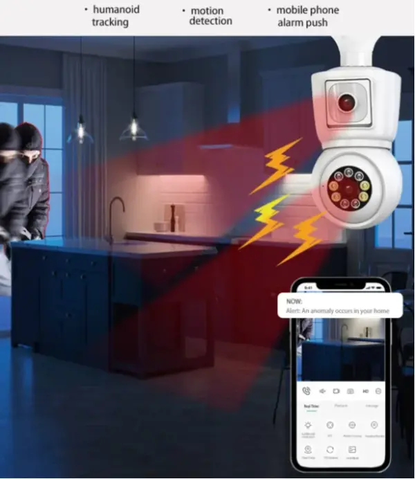 CAM-IP6MP-Q3 GMB kamera 6 mpix microSD iCSee xmeye pro app Two-way voice 2x3,6mm SIJALICNO GRLO E27