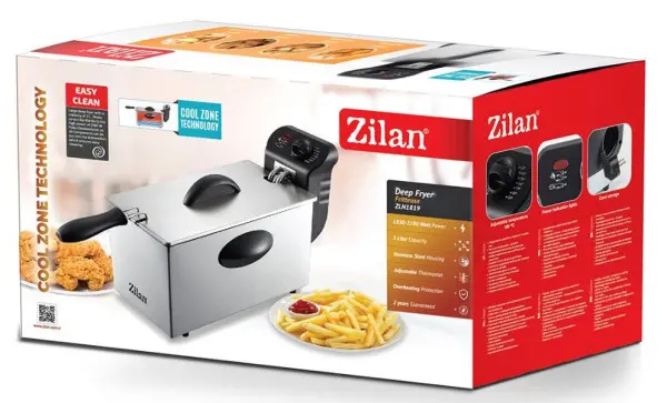 Zilan ZLN1819 Friteza od nerđajuceg čelika,2180W, kapaciteta 3 litra, zaštita od pregreva
