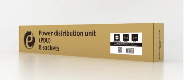 EG-PDU-014-C14 Gembird C14 Produzni kabl sa zastitom 8 uticnica 10A, PDU 1U, aluminium, 3m
