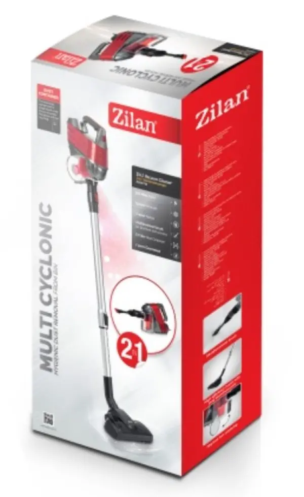 Zilan ZLN1741, uspravni usisivač Crveni, nivo buke 80 dB, snaga 600W, kabl 4m