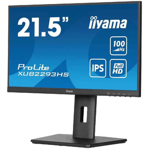 IIYAMA Monitor LED XUB2293HS-B6 21.5'' IPS 1920 x 1080 @100Hz 16:9 250 cdm˛ 1000:1 1ms HDMI DP USB Hub height, swivel, tilt, pivot (rotation