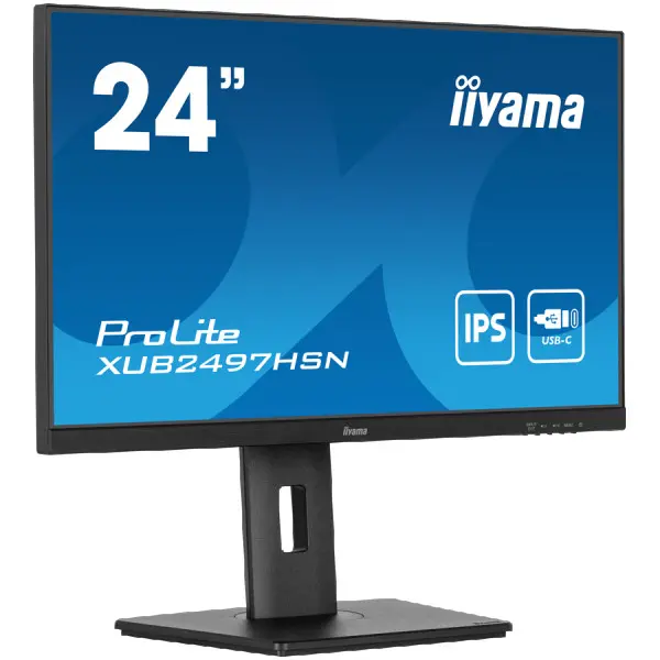 IIYAMA Monitor LED XUB2497HSN-B2 23.8'' IPS 1920 x 1080 @100Hz 16:9 300 cdm˛ 1300:1 1ms HDMI DP USB-C Docking 65W, RJ45, height, swivel, til