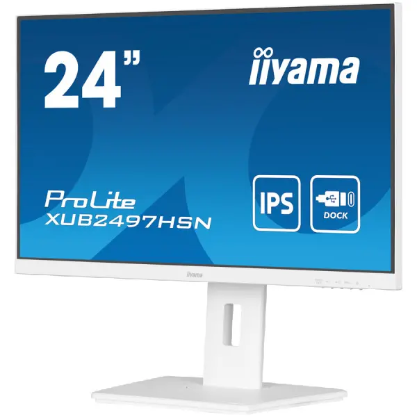 24'' WHITE IPS-panel, 1920x1080, USB-C Dock (65W PD, LAN, DP-OUT, USB3x3.2+1xC(7,5W)) 15cm Height Adj. Stand, 1ms, 250cdm˛, Speakers, USB-C,