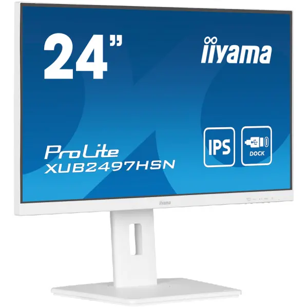 24'' WHITE IPS-panel, 1920x1080, USB-C Dock (65W PD, LAN, DP-OUT, USB3x3.2+1xC(7,5W)) 15cm Height Adj. Stand, 1ms, 250cdm˛, Speakers, USB-C,