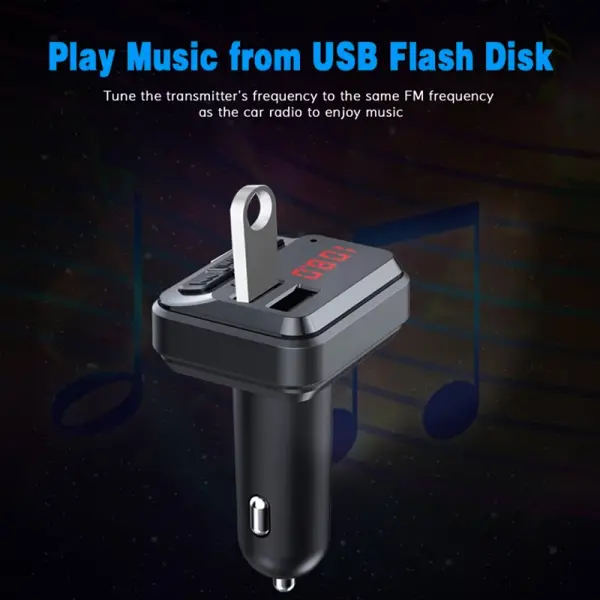 FM transmiter C6 USB Bluetooth 5.0 12-24V handsfree crni