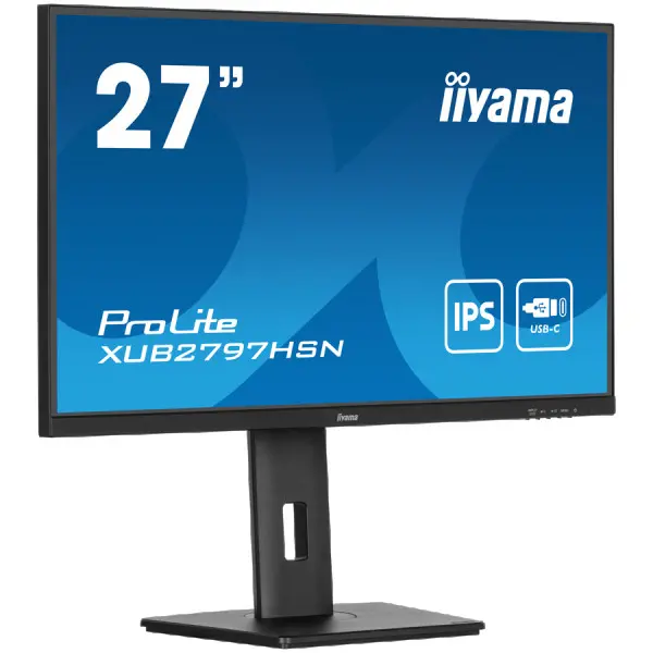 IIYAMA Monitor LED XUB2797HSN-B1 27'' IPS  1920 x 1080 @100Hz  16:9 250 cdm˛ 1ms HDMI DP DP out USB Hub 1 x USB Type C 65W RJ45 LAN height, 
