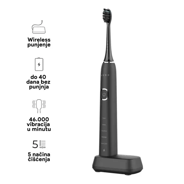 AENO Sonic Electric Toothbrush DB6: Black, 5 modes, wireless charging, 46000rpm, 40 days without charging, IPX7 ( ADB0006 )