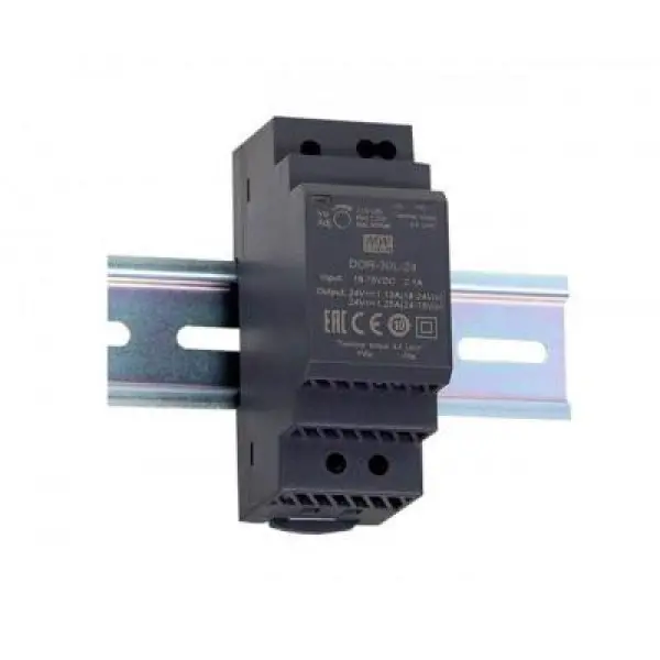 Meanwell DDR-30L-24, DC-DC Ultra slim Industrial DIN rail converter, Input 18-75Vdc, Single Output 24Vdc at 1.25A