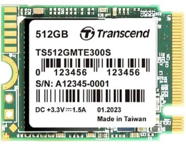 M.2 NVMe 512GB, 2230, PCIe Gen 3x4, 3D NAND, DRAM-less, Read up to 2000MB/s, Write up to 1100 MB/s, Single-sided, Tray pack ( TS512GMTE300S
