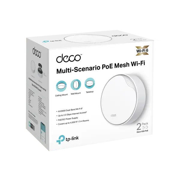 LAN Mesh TP-Link Deco X50-PoE WiFi6AX30001x2.5G1xGLAN2-pack