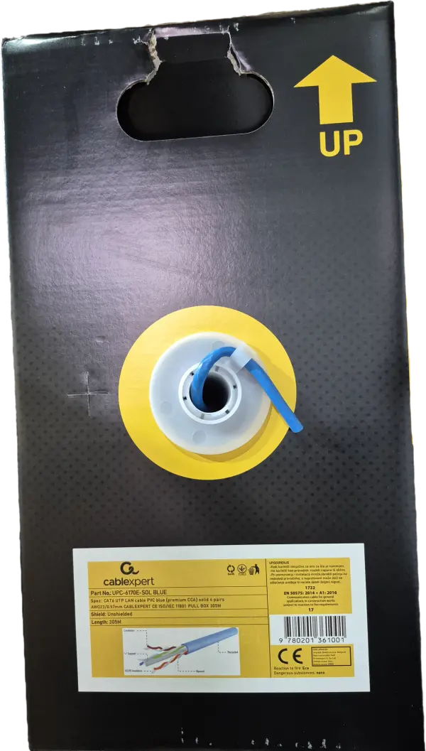UPC-6170E-SOL BLUE Gembird, UTP cat.6 Indoor solid 23AWG, 0.57mm PREMIUM CCA kotur pun presek 305m