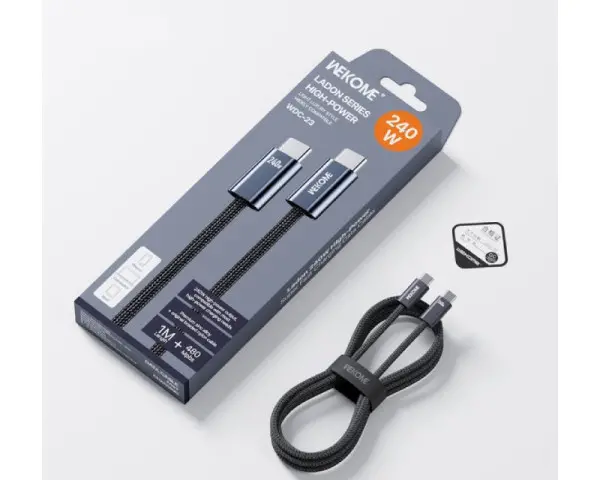 WEKOME Kabl 3.1 USB tip C MM 1m za Superbrzo punjenje 240W480Mbps, crni WDC-23 