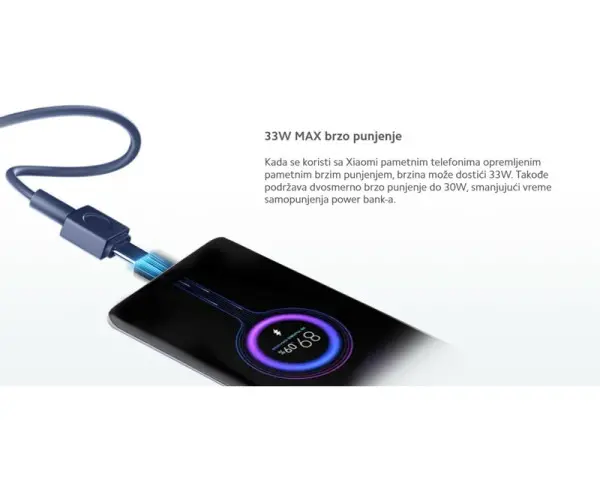 XIAOMI 33W Power Bank 20000mAh (sa integrisanim kablom) PLAVI