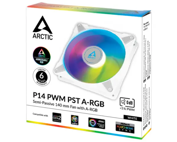 ARCTIC P14 PWM PST A-RGB 120mm ventilator beli (ACFAN00276A) 