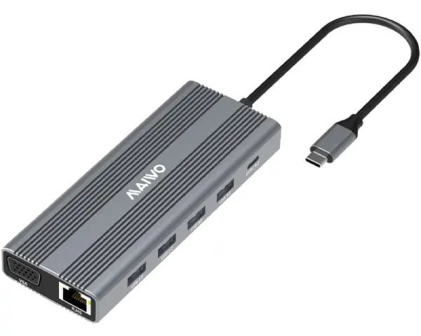 MAIWO USB Tip-C 12 u 1 Docking USB3.0+SDTF+RJ45+HDMI*2+VGA+Audio+US B-C PD+USB-C data, KH12RHV 