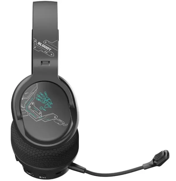 A4-GR370 BLACK A4Tech Bloody gejmerske slusalice sa mikrofonom, BTv5.3+2,4Ghz+kabl, 50mm/16ohm, RGB