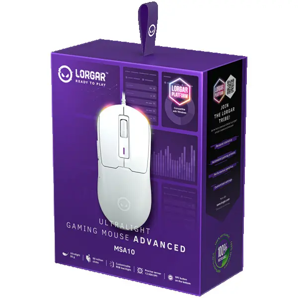 LORGAR MSA10, Ultralight Wired Gaming Mouse Advanced, white ( LRG-MSA10-WH ) 