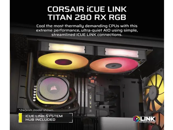 Kuler za CPU CORSAIR iCUE LINK TITAN 280 RXRGBAIO280mmdual fanvodeno hladenjecrna' ( 'CW-9061017-WW' )