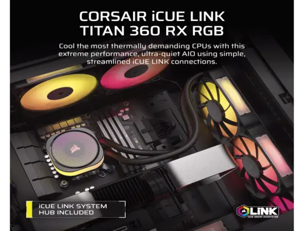 Kuler za CPU CORSAIR iCUE LINK TITAN 360 RXRGBAIO360mmtriple fanvodeno hladenjecrna' ( 'CW-9061018-WW' )