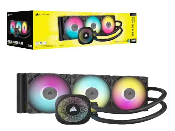 Kuler za CPU CORSAIR iCUE LINK TITAN 360 RXRGBAIO360mmtriple fanvodeno hladenjecrna' ( 'CW-9061018-WW' )