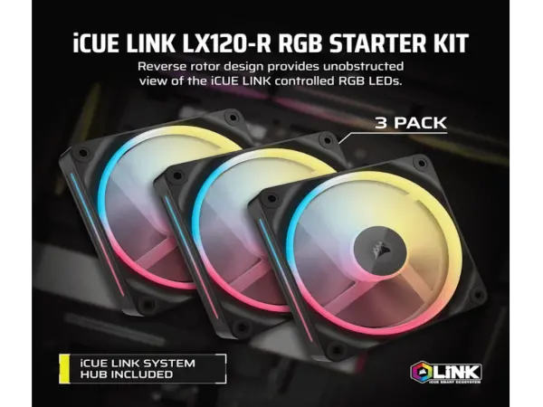 Kuler za PC CORSAIR iCUE LINK LX120-RRGB120mmtriple fan kitcrna' ( 'CO-9051050-WW' )