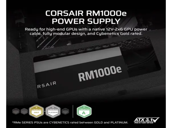 NAPAJANJE CORSAIR RM1000e 1000WATX 3.1PCIe 5.180+GOLDmodularnoCRNA' ( 'CP-9020297-EU' ) 