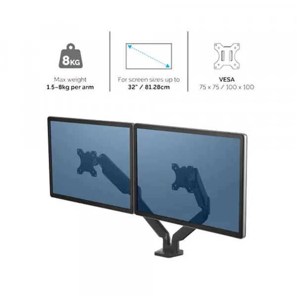 Nosač monitora Fellowes Platinum series dual Monitor 8042501 crni