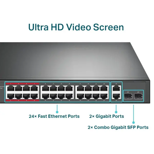 LAN Switch TP-LINK TL-SL1226P 24x10100 PoE2x1Gb PoE2xSFP250W