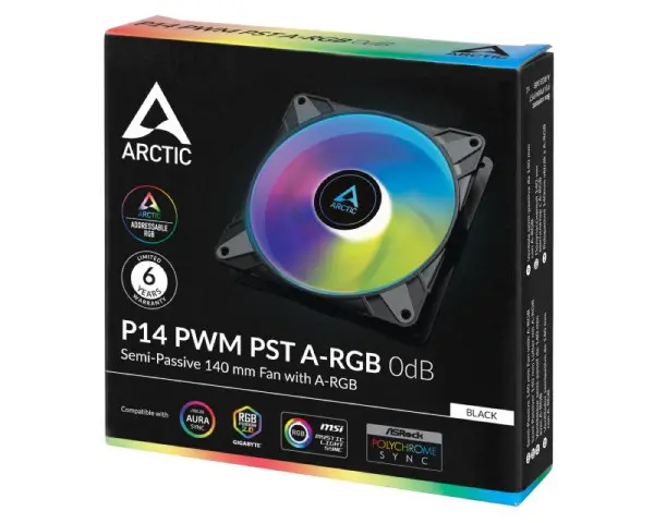 Ventilator Arctic P14 PWM PST A-RGB (Black) 0dB, 14cm, 4 pin, ACFAN00239A