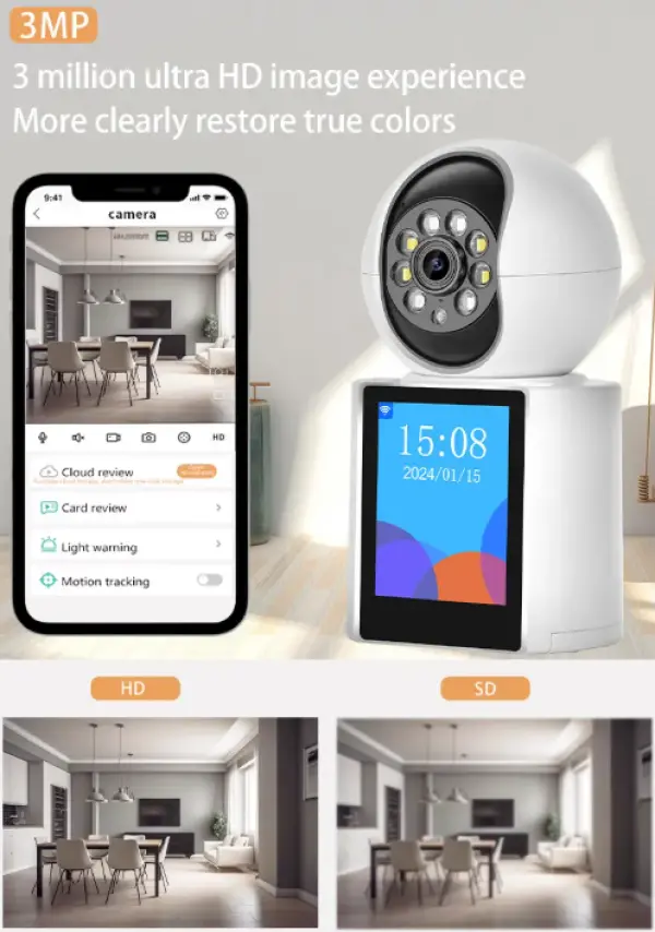 CAM-IP3M-V1 GMB Video Calling kamera 3 mpix microSD iCSee xmeye pro app Two-way voice PTZ, 3.6mm