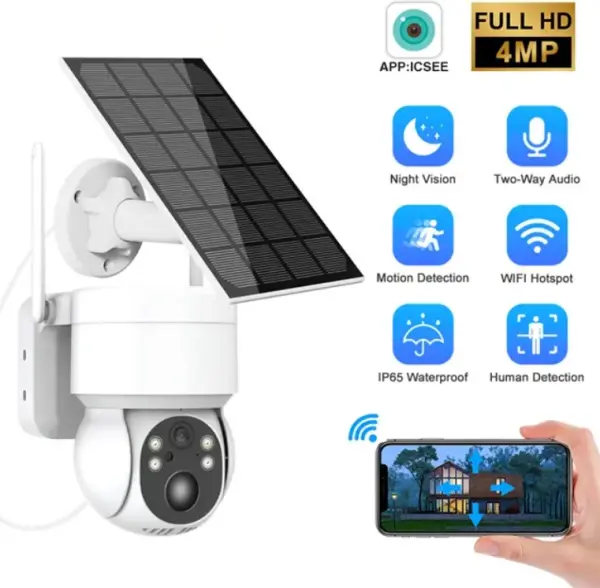 CAM-IP4MP-T13-4G GMB Solar kamera 4 mpix microSD iCSee xmeye pro app Two-way voice PTZ ip66 3.6mm