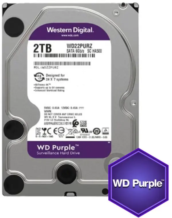 HDD 3.5 ** 2TB WD22PURZ WD Purple 24/7 5400RPM 256MB SATA3