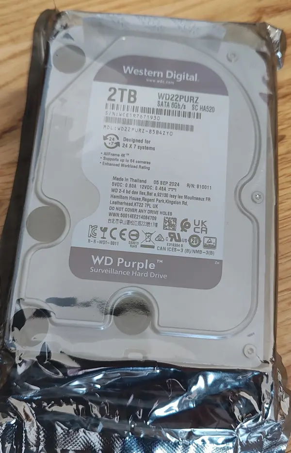 HDD 3.5 ** 2TB WD22PURZ WD Purple 24/7 5400RPM 256MB SATA3
