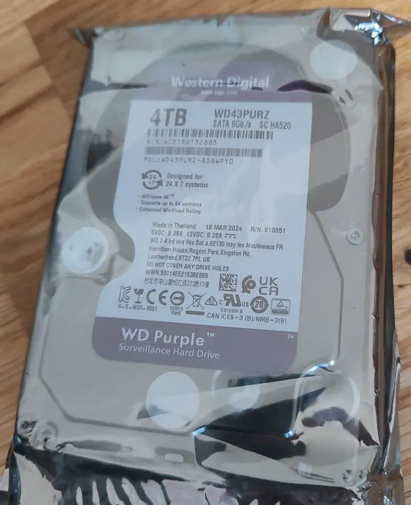 HDD 3.5 ** 4TB WD43PURZ WD Purple 24/7 5400RPM 256MB SATA3