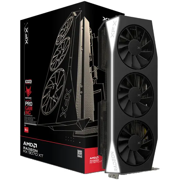 XFX Mercury AMD Radeon RX 9070XT Gaming Edition with 16GB GDDR6 HDMI 3xDP, AMD RDNA 4 ( RX-97TMERCB9 ) 