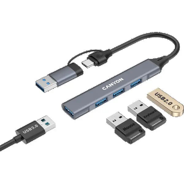 CANYON hub DS-02 4in1 USB-AC Grey ( CNS-TDS02G ) 