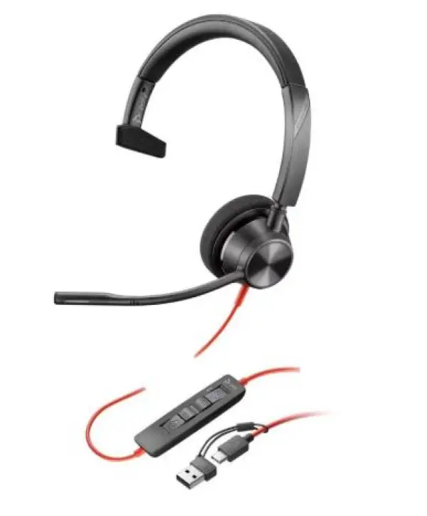 Slušalice sa mikrofonom HP Poly Blackwire 3320 mono usb-c + usb ca adapter crne