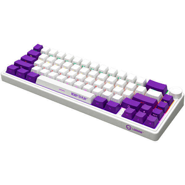 Wireless mechanical gaming keyboard Pro, 2.4 GHz, BT, RGB Backlight, 16 modes, 66 keys, 50M presses, linear Lorgar Toxic Purple switches, m (2)