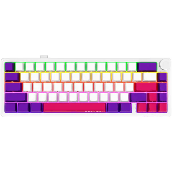 Wireless mechanical gaming keyboard Pro, 2.4 GHz, BT, RGB Backlight, 16 modes, 66 keys, 50M presses, linear Lorgar Toxic Purple switches, m (2)