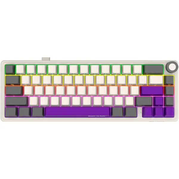 Wireless mechanical gaming keyboard Pro, 2.4 GHz, BT, RGB Backlight, 16 modes, 66 keys, 50M presses, linear Lorgar Toxic Purple switches, m (3)