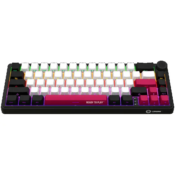 Wireless mechanical gaming keyboard Pro, 2.4 GHz, BT, RGB Backlight, 16 modes, 66 keys, 50M presses, linear Lorgar Toxic Purple switches, m (4)