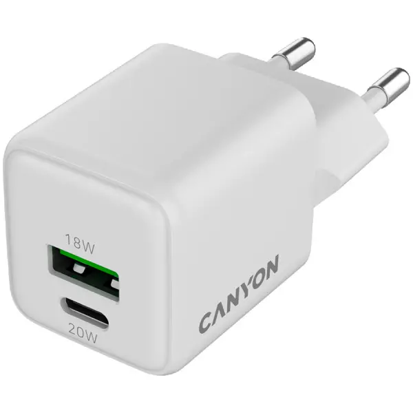 CANYON charger CU20AC GaN 20W 1xPD 1xQC EU White ( CNS-CUW20AC ) 