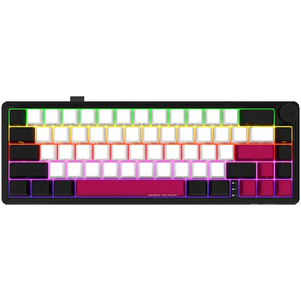 Wireless mechanical gaming keyboard Pro, 2.4 GHz, BT, RGB Backlight, 16 modes, 66 keys, 50M presses, linear Lorgar Toxic Purple switches, m (4)