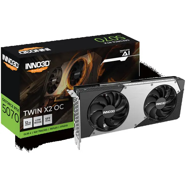 INNO3D NVIDIA RTX 5070 X2 OC 12GB GDDR7 192bit, 2542MHz  28Gbps, 3x DP, 1x HDMI, 2 fans 2 slot ( N50702-12D7X-195064N ) 