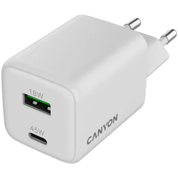 CANYON charger CU45AC GaN 45W 1xPD 1xQC EU White ( CNS-CUW45AC ) 