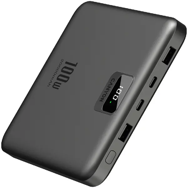 CANYON power bank PB-2008 LED FLAT 20000 mAh PD100W QC3.0 Dark Grey ( CNE-CPB2008DG ) 